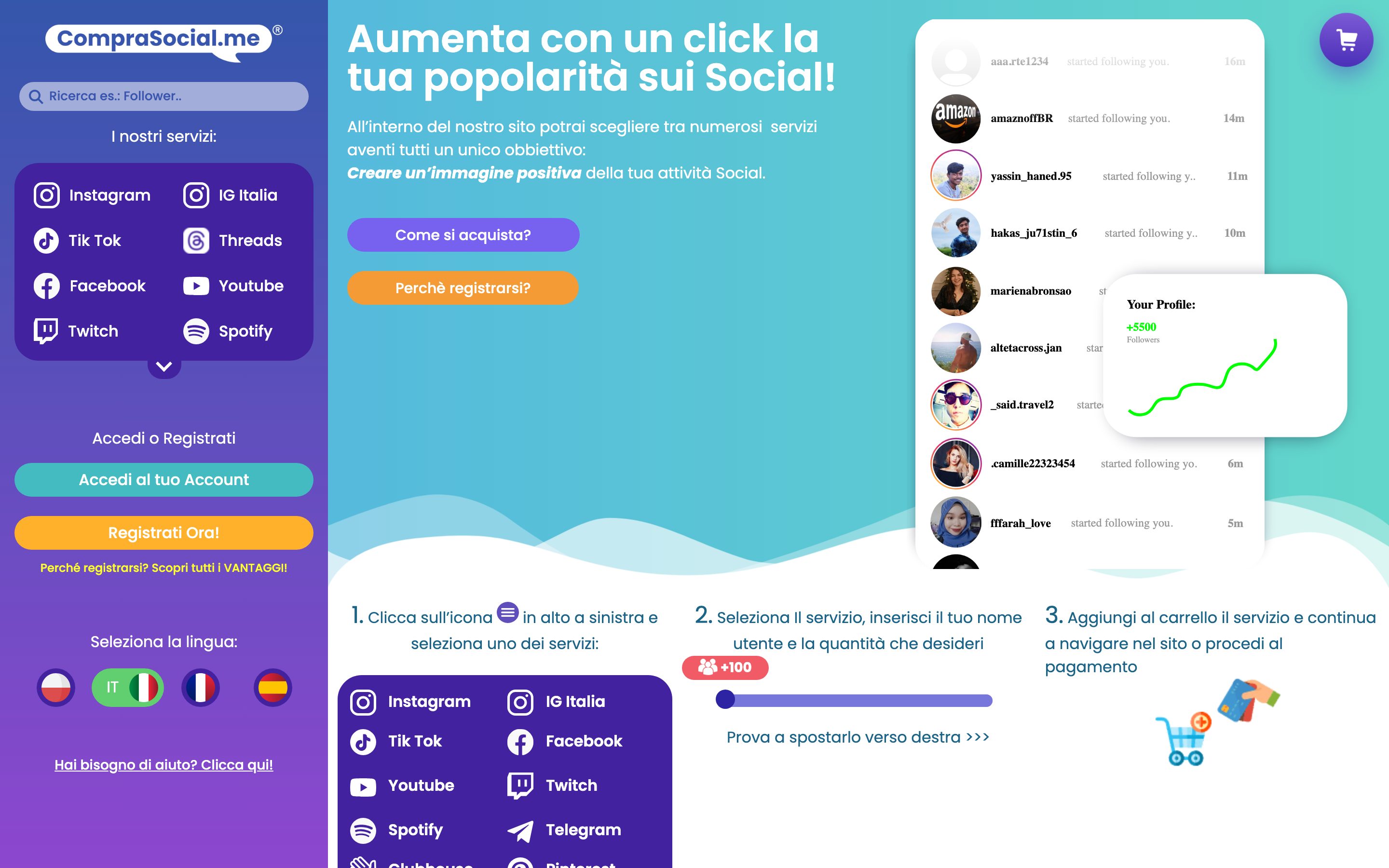 Screenshot of the CompraSocial.me homepage